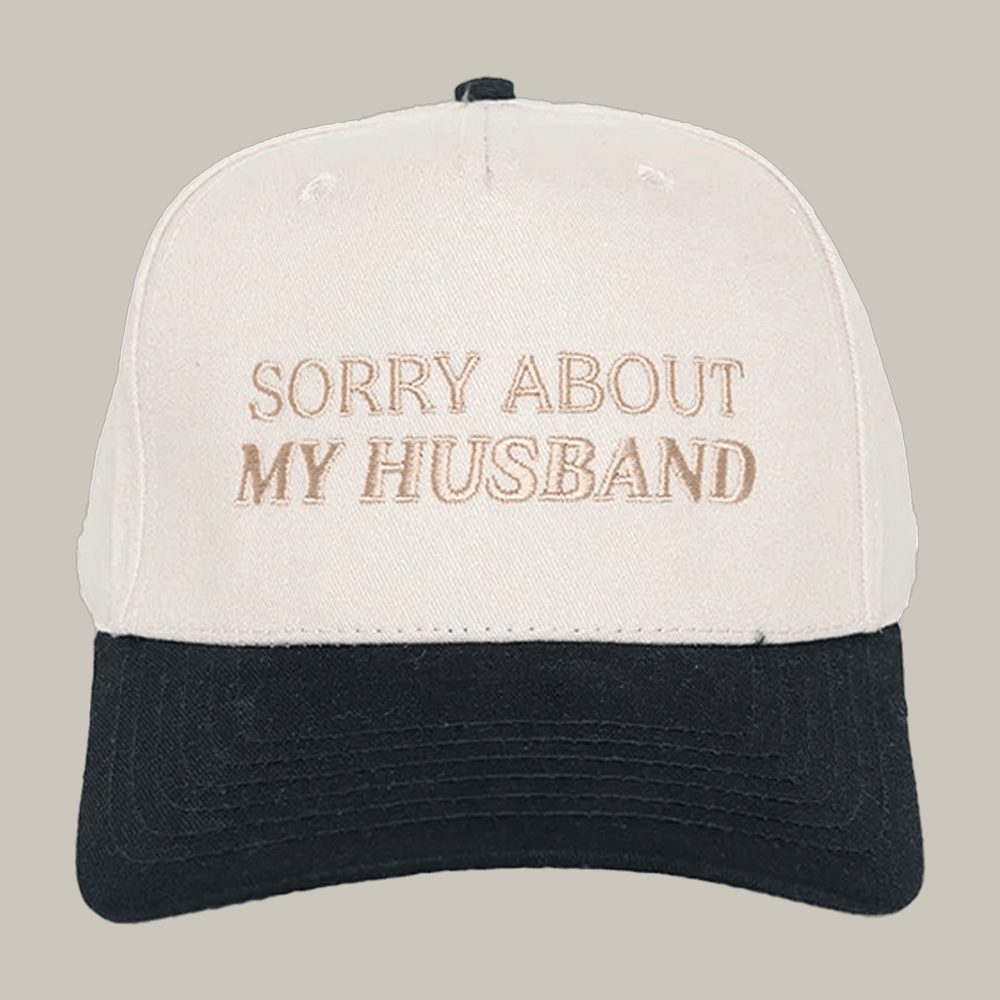 Sorry About My Husband Vintage Trucker Hat Witty Sayings Cap Funny Gift For Wife