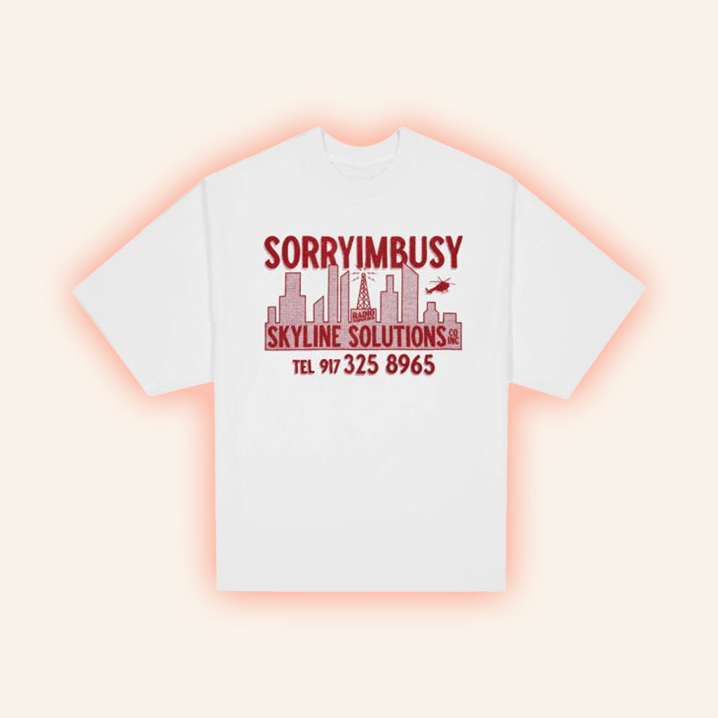 Sorry I'm Busy Merch Skyline Solutions T-Shirt White Gift Ideas For Him Sorry I'm Busy Merch Skyline Solutions T-Shirt White Gift Ideas For Him