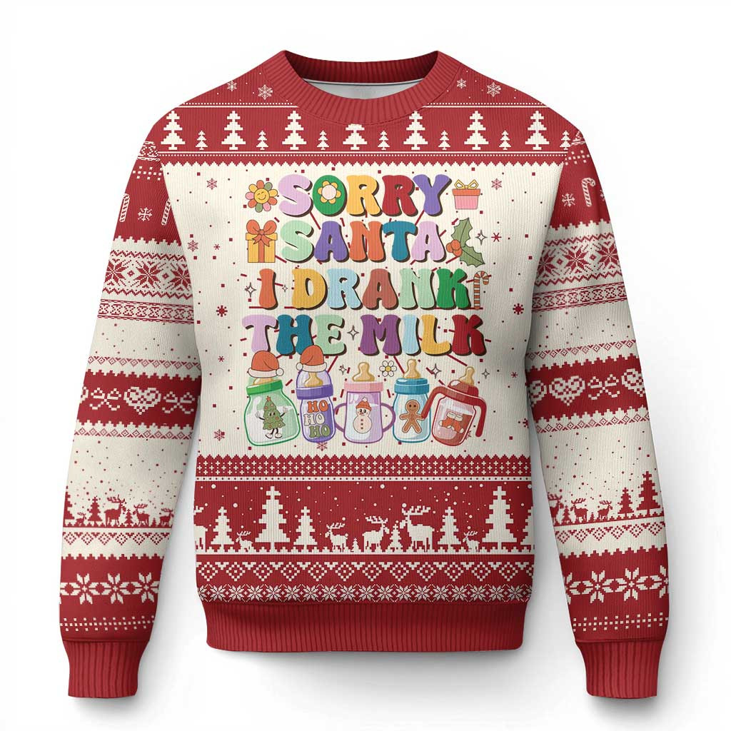 Sorry Santa I Drank The Milk Ugly Christmas Sweater Rude Xmas Jumpers Mens