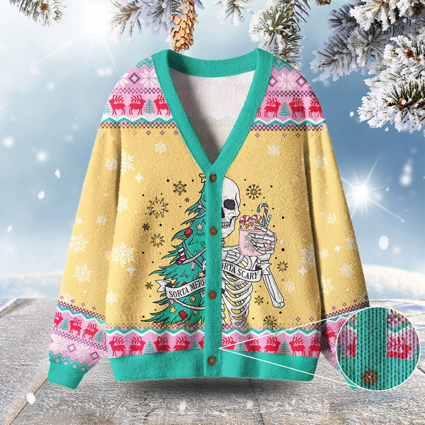 Sorta Merry Sorta Scary Christmas Ugly Cardigan Sweaters Xmas Clothing Family Xmas Gift Ideas