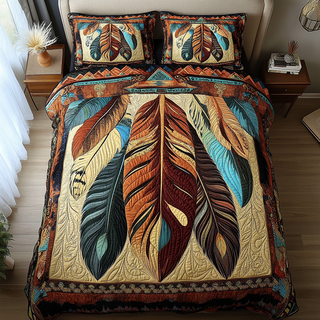 Soul Feathers Quilted Bedding Set Holiday Duvet Covers Native Gifts For Men