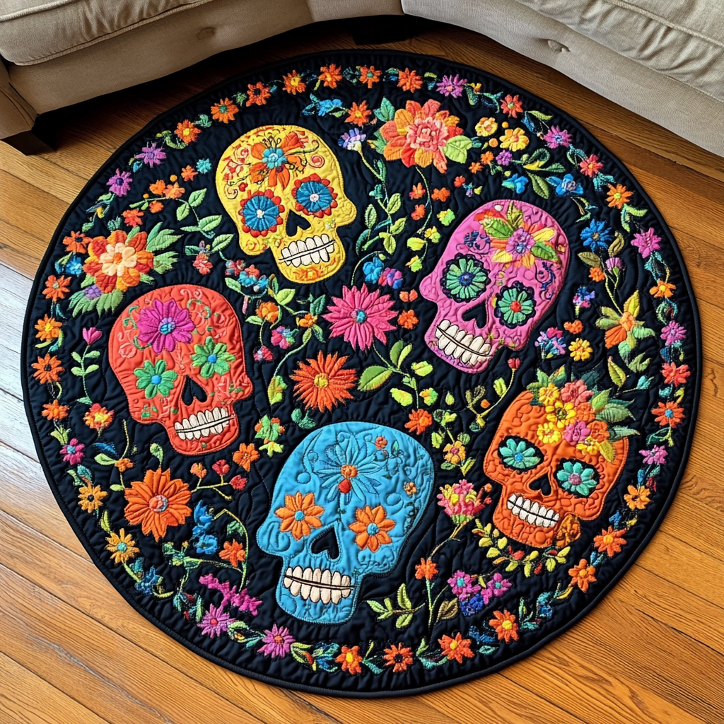 Soul Fiesta Quilted Round Mat Entryway Design Ideas Animal Skull Ornaments