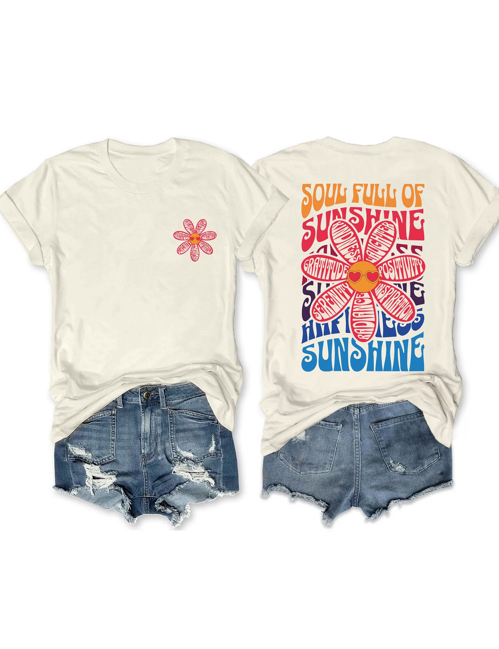 Soul Full Of Sunshine T-Shirt Flower Pattern Funny Clothing Gifts For Meme Enthusiasts