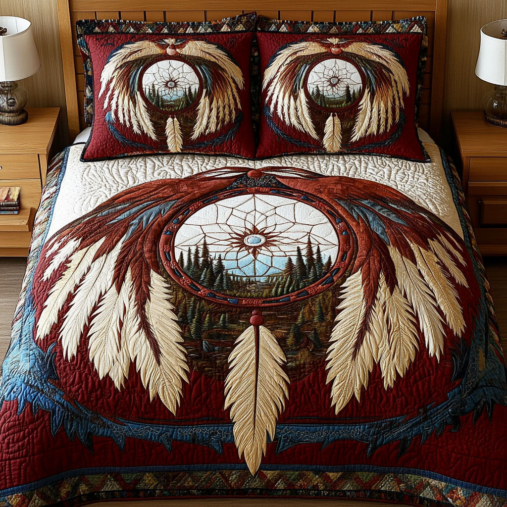 Soul Snare Quilted Bedding Set Bed Decor Unique Native American Gifts Ietms