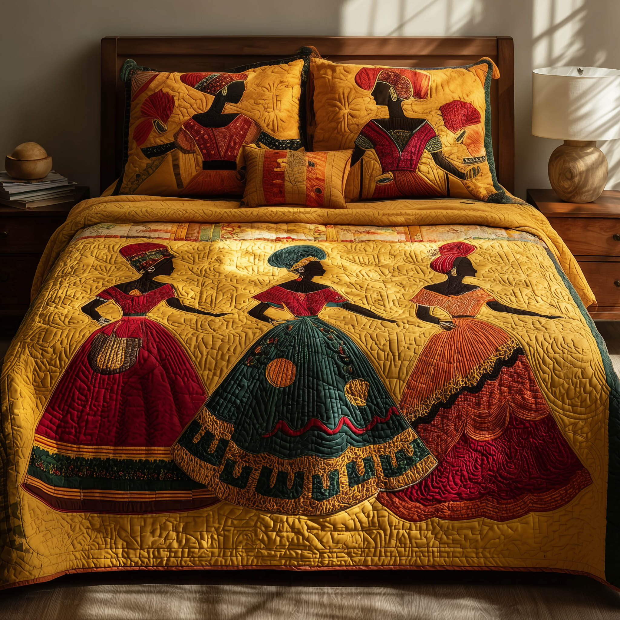 Soulbound Roots Quilted Bedding Set Duvet Cover Bedspread African American Gifts For Her