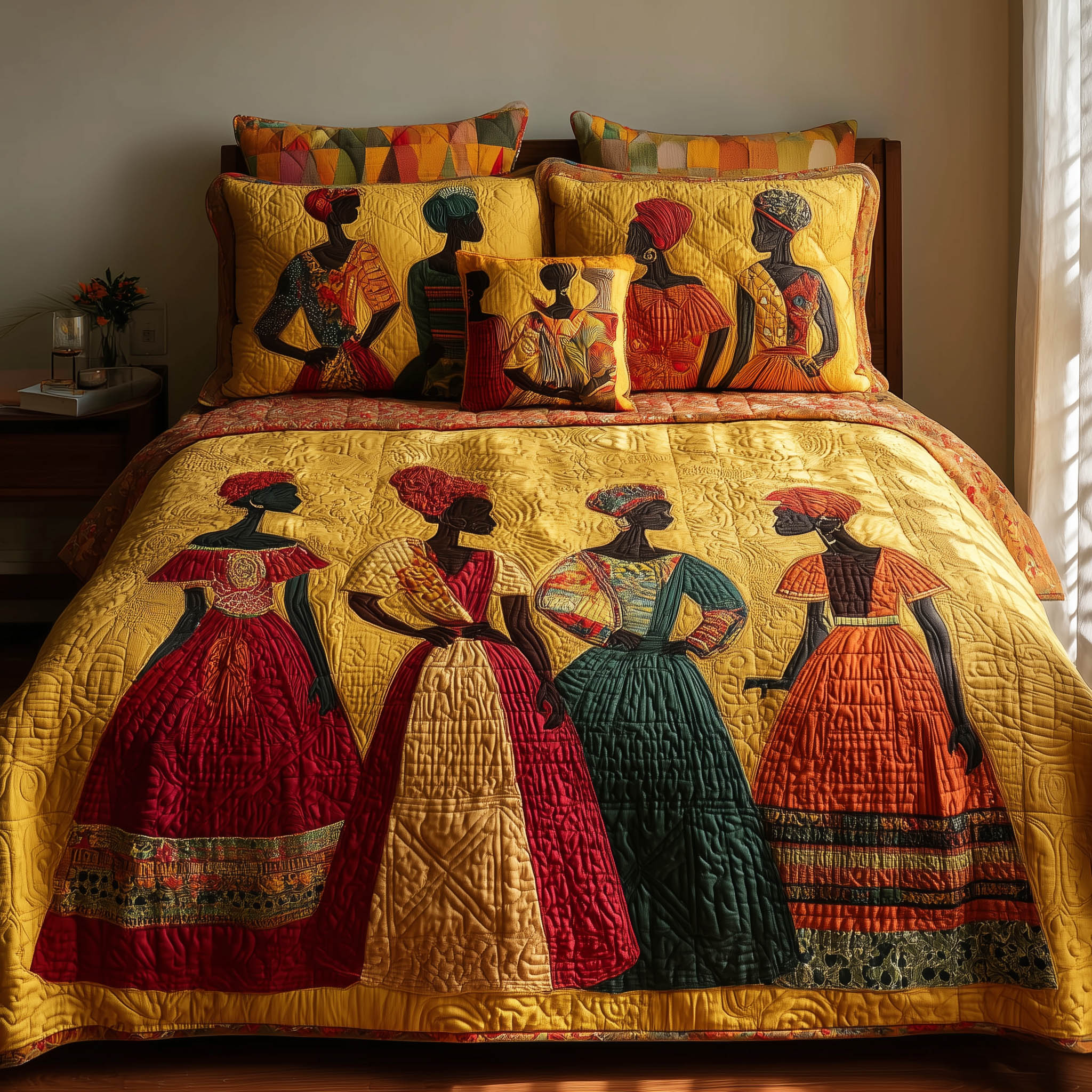 Soulbound Roots Quilted Bedding Set Duvet Cover Bedspread Black History Month Gifts