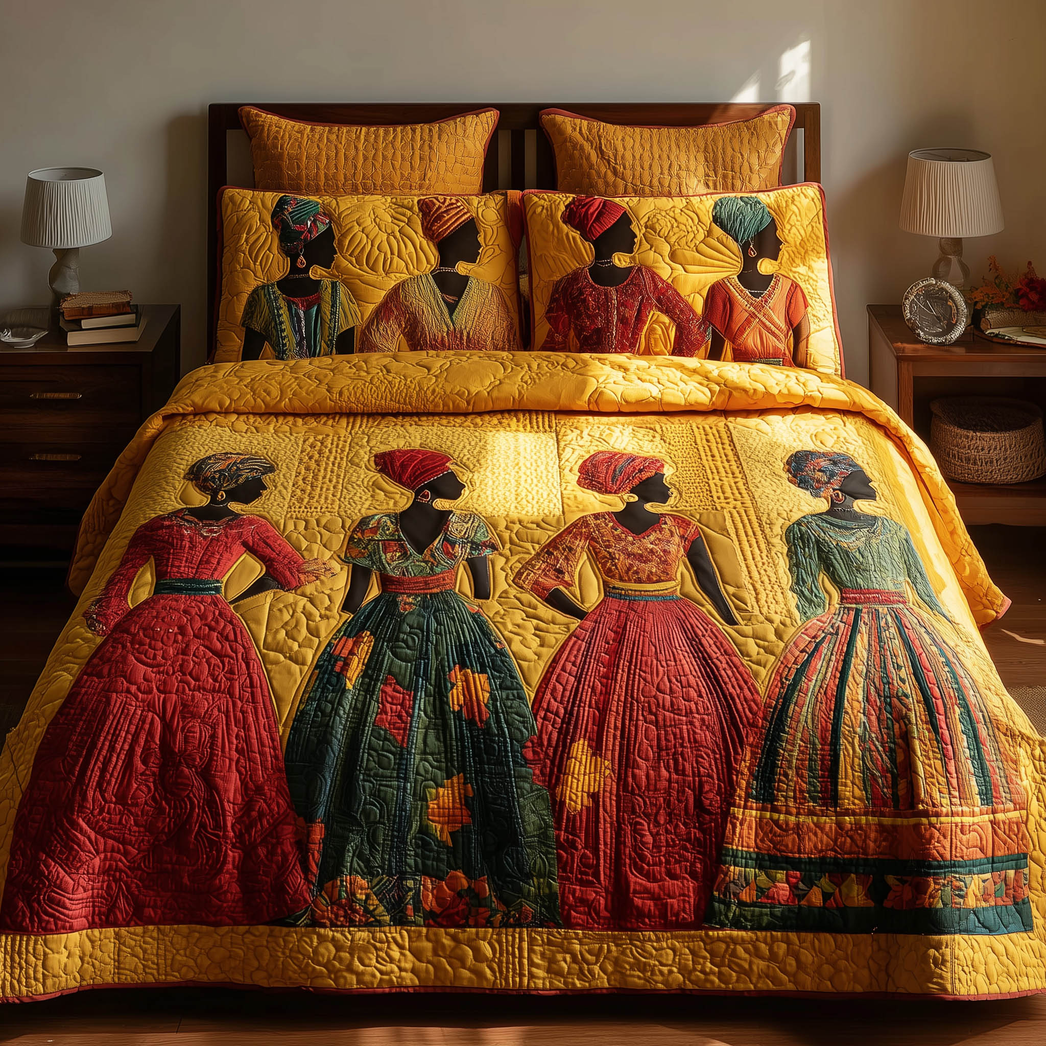 Soulbound Roots Quilted Bedding Set Duvet Cover Bedspread Gifts For Black History Month