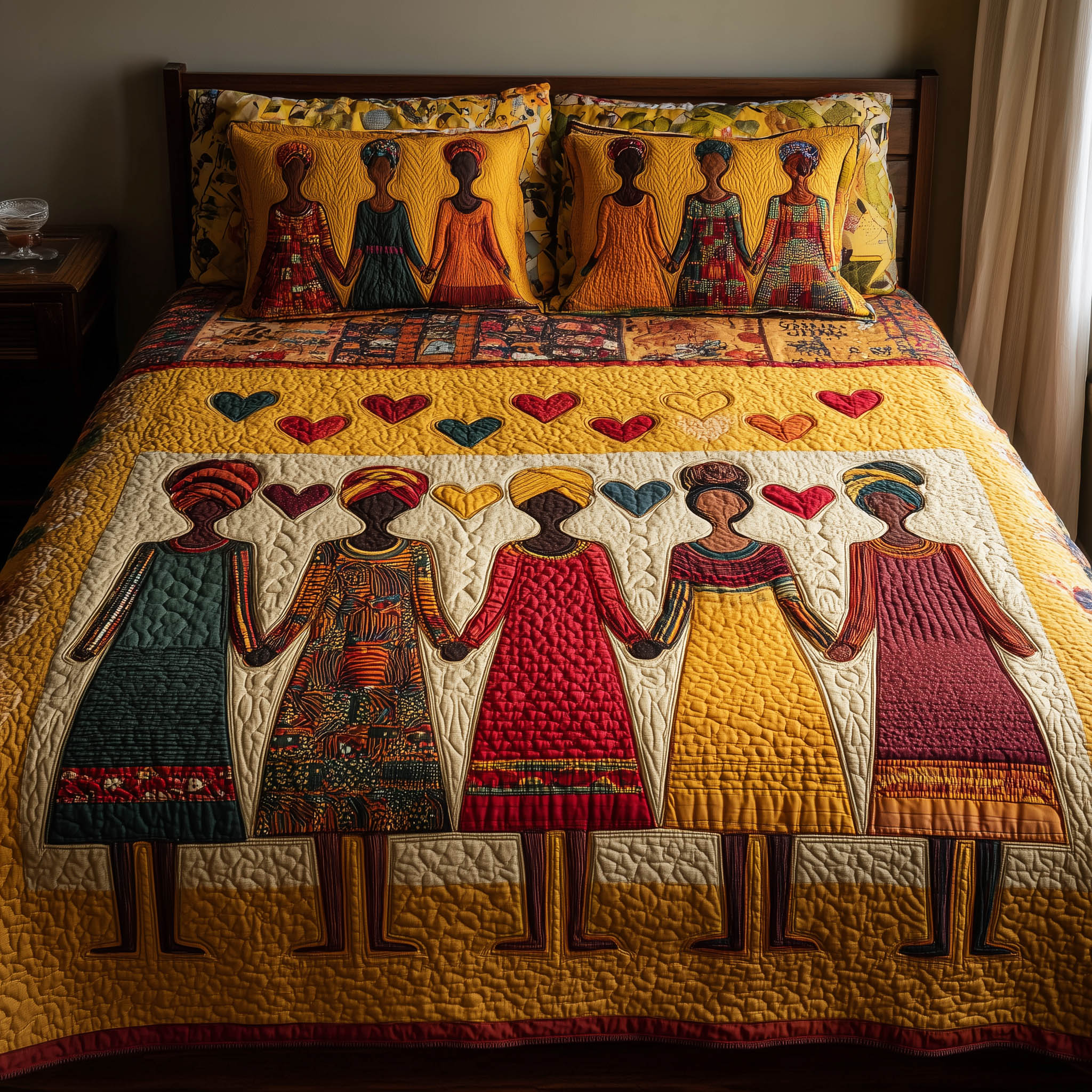 Soulbound Roots Quilted Bedding Set Duvet Cover Bedspread Melanin African American Gifts Stuff