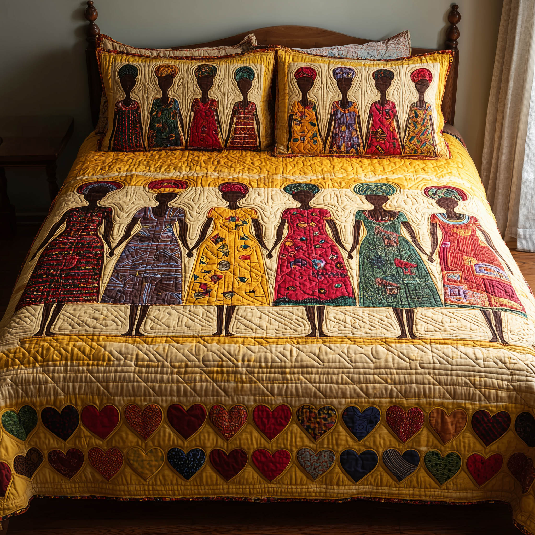 Soulbound Roots Quilted Bedding Set Duvet Cover Bedspread Melanin Black Women Gifts For Her