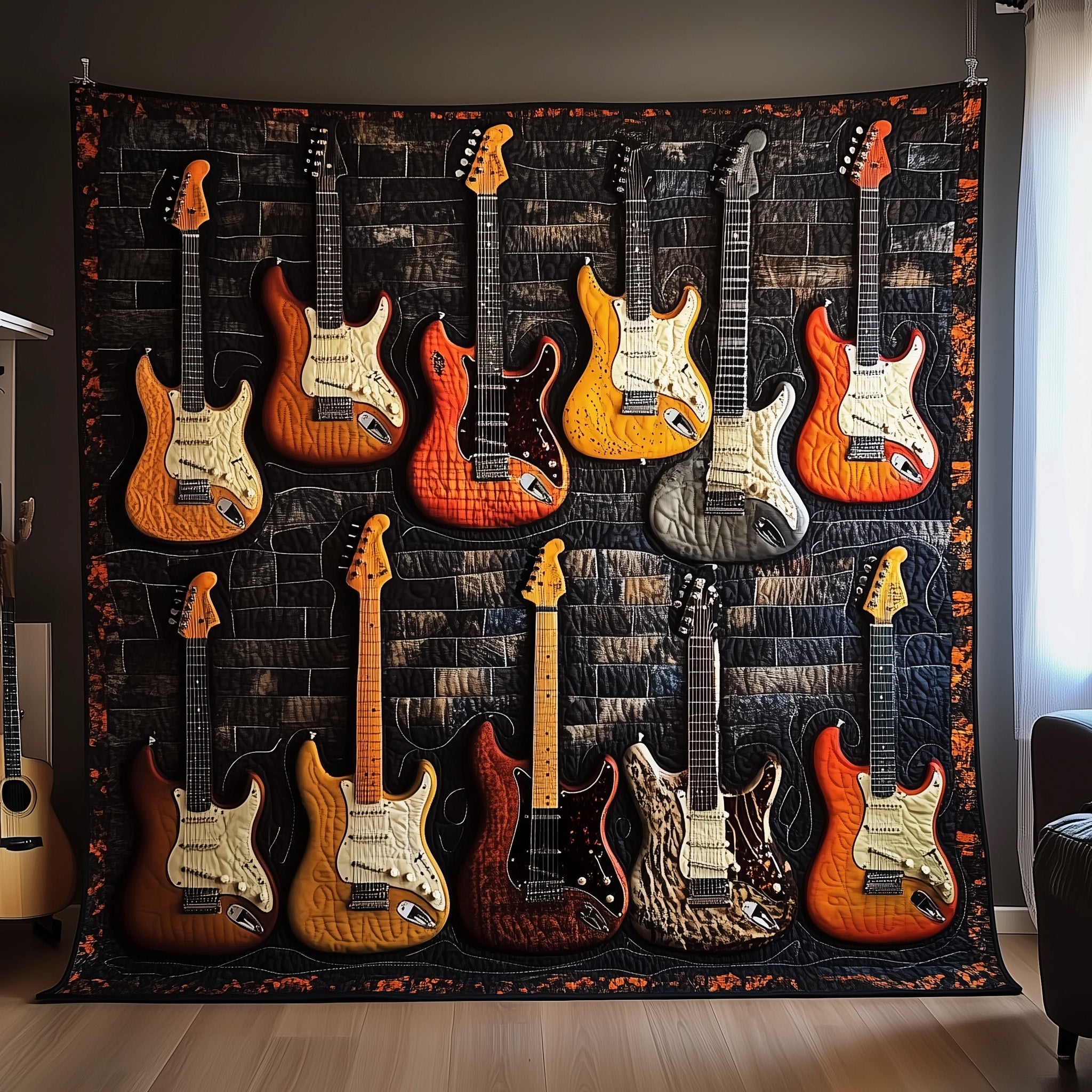 Soulful Guitars Quilted Blanket Nice Throw BlanketGood Presents For Guitar Players