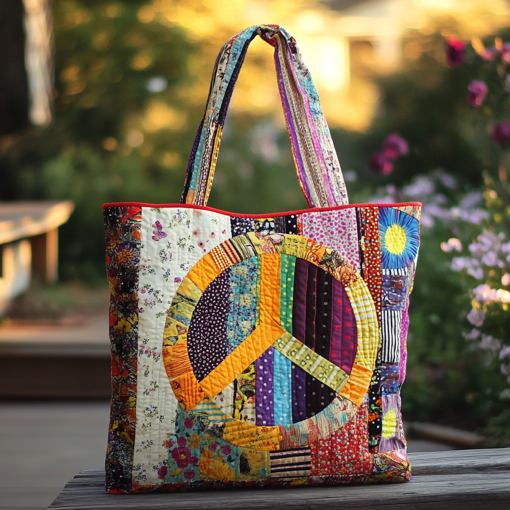 Soulful Stitch Quilted Tote Bag Unique Gifts For Hippies