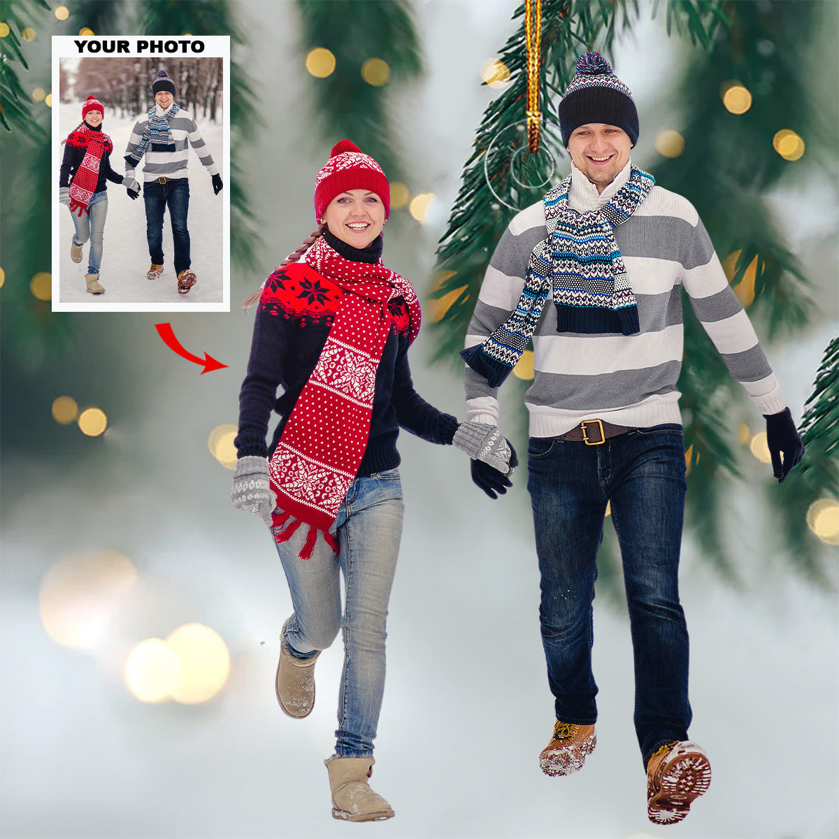 Soulmate Journey Personalized Photo Mica Ornament Gift For Couple