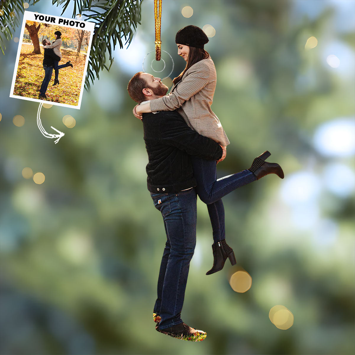 Soulmate Sparkle Personalized Photo Mica Ornament Gift For Couple Family Members