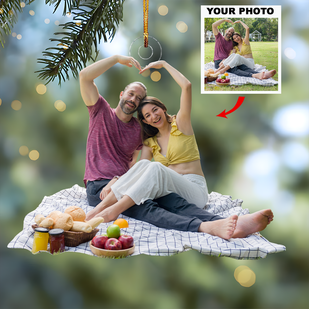 Soulmates Forever Personalized Photo Mica Ornament Christmas Gift For Couple Family Me