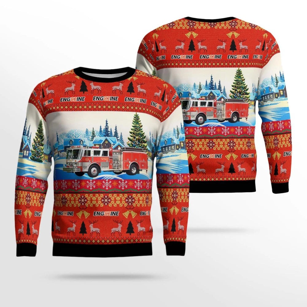 Soundview Fire Rescue Engine 8 AOP Ugly Sweater I Unisex Christmas Gift