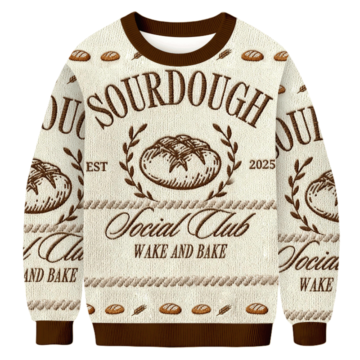 Sourdough Bread Baking Countryside Ugly Sweater Holiday Clothing Gifts For Dad