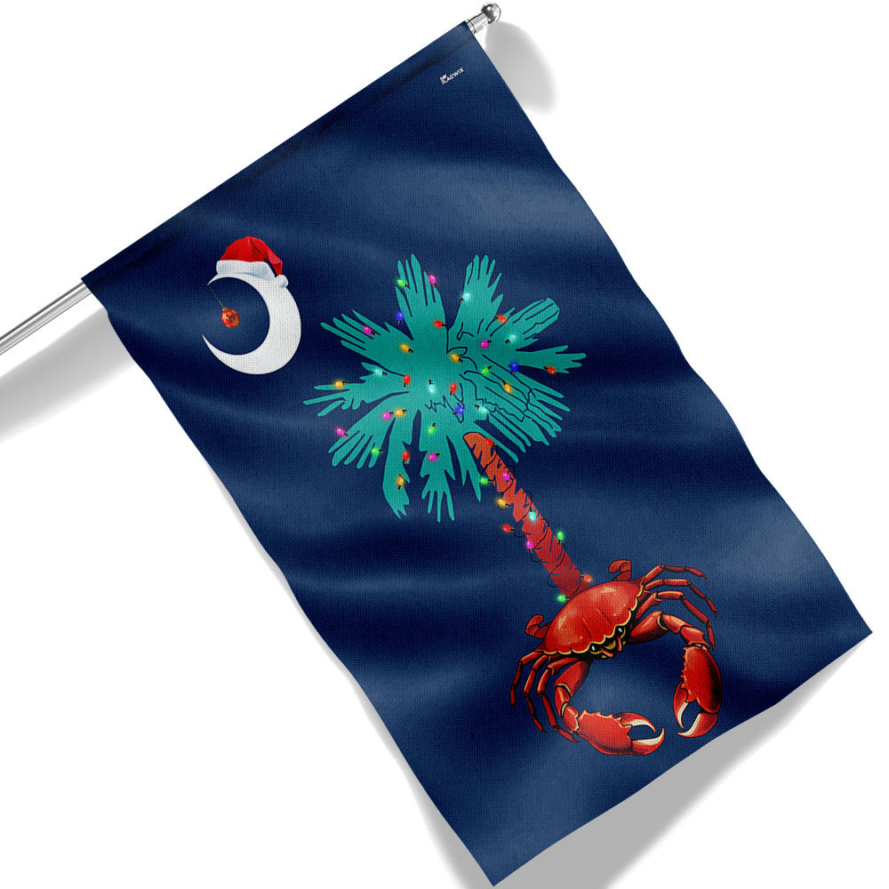 South Carolina Christmas Flag Palm Tree South Carolina Crab Santa Flag