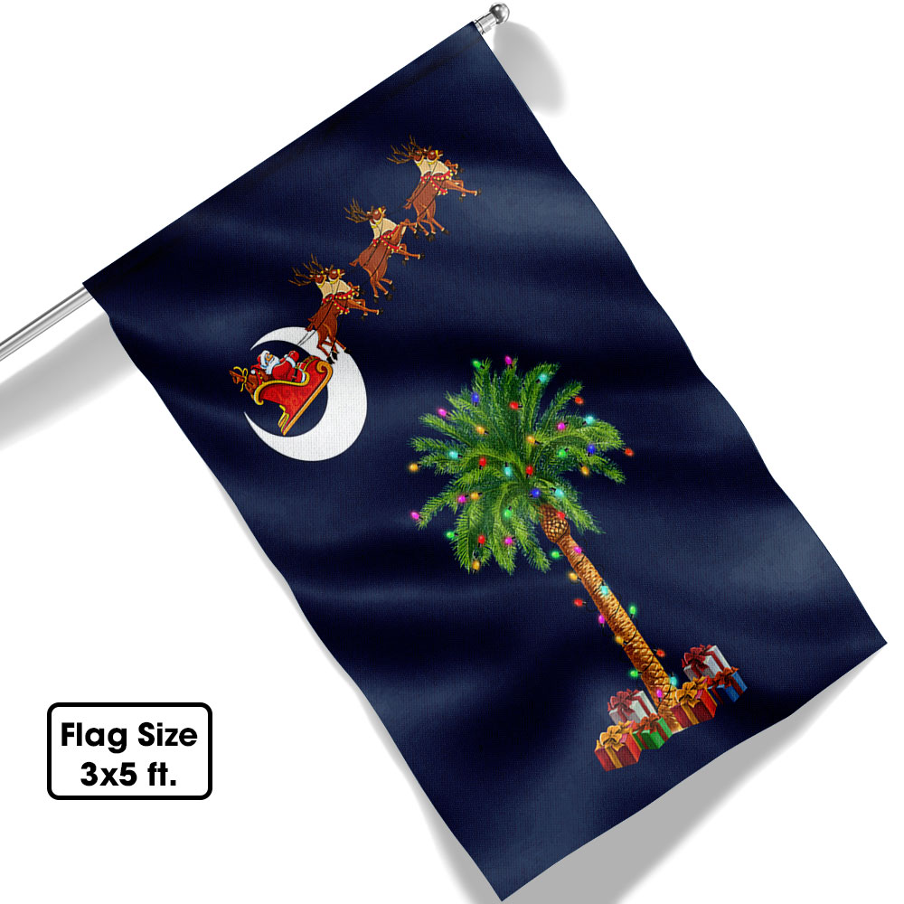 South Carolina Christmas Flag Santa Palmetto Tree