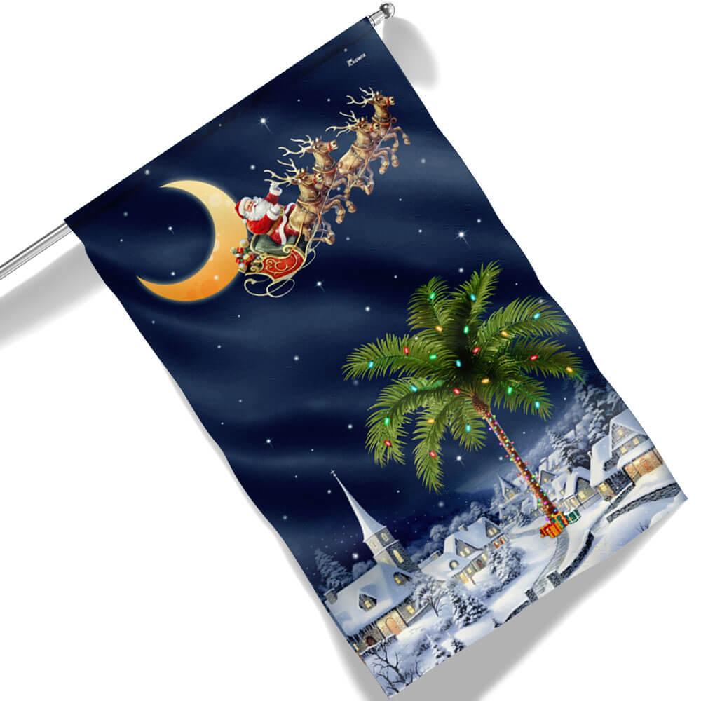 South Carolina Christmas Flag Santa Sleigh Palm Tree Christmas Night In South Carolina Mln