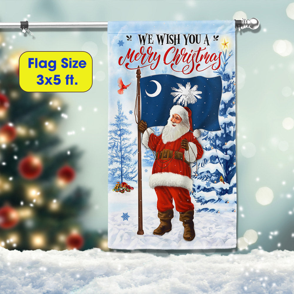 South Carolina Christmas Flag We Wish You A Merry Christmas Flag Santa Claus