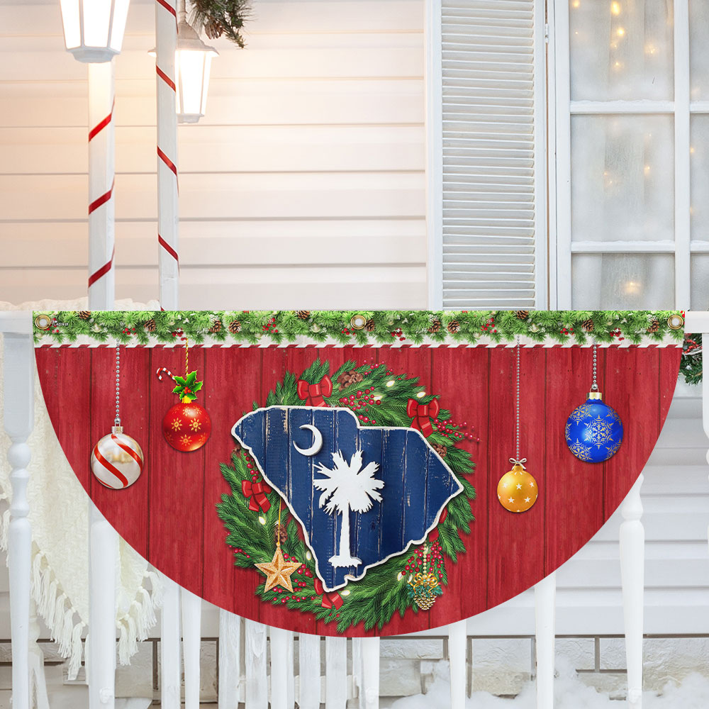 South Carolina Christmas Non Pleated Fan Flag