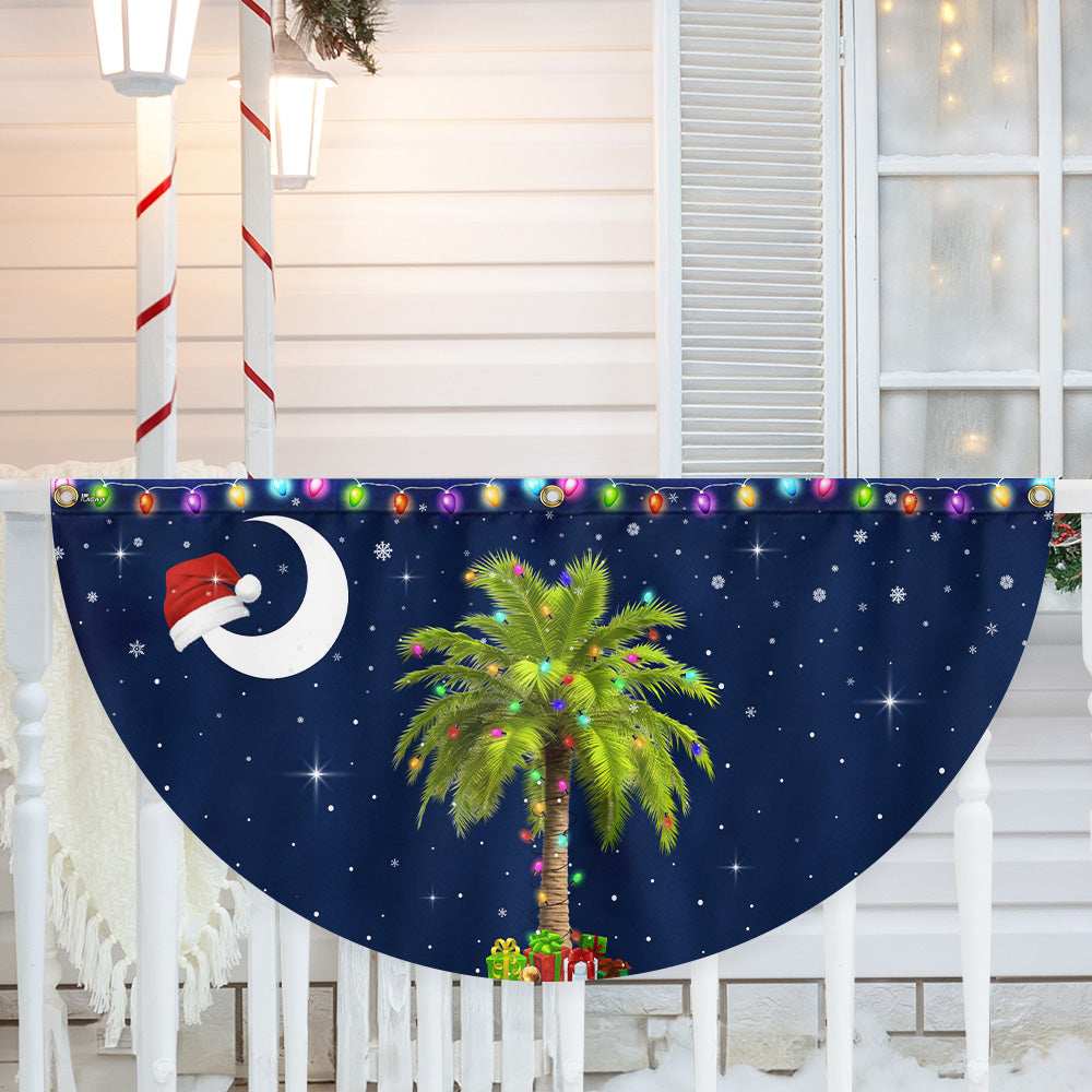 South Carolina Christmas Palm Tree Non Pleated Fan Flag
