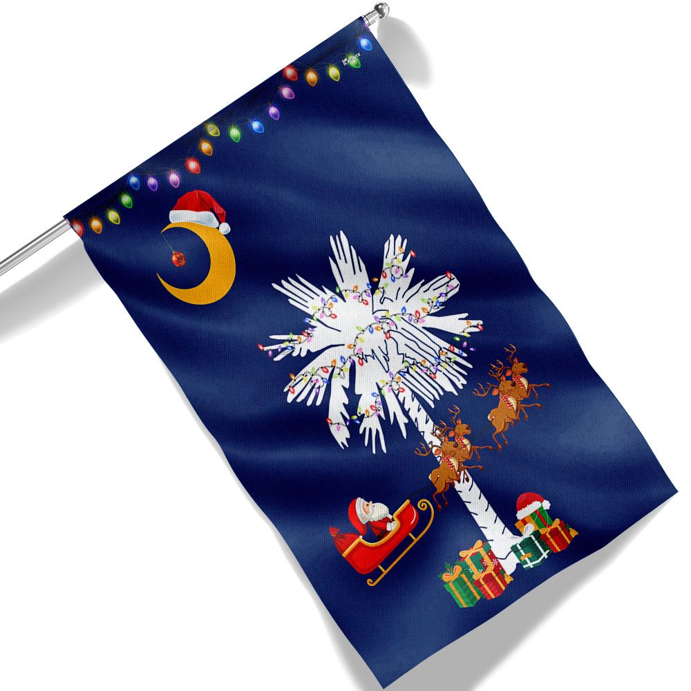 South Carolina Christmas Santa Flag Christmas Palmetto Tree