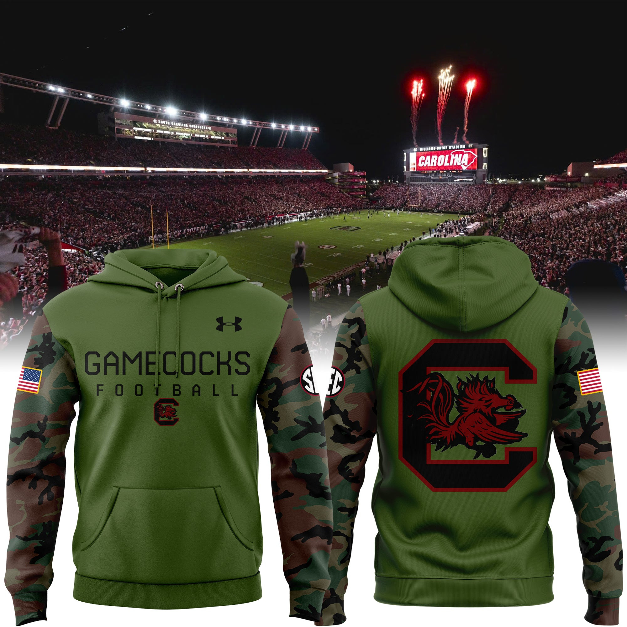 South Carolina Gamecocks Camouflage Football NCAA Hoodie Presents For Basketball Fans