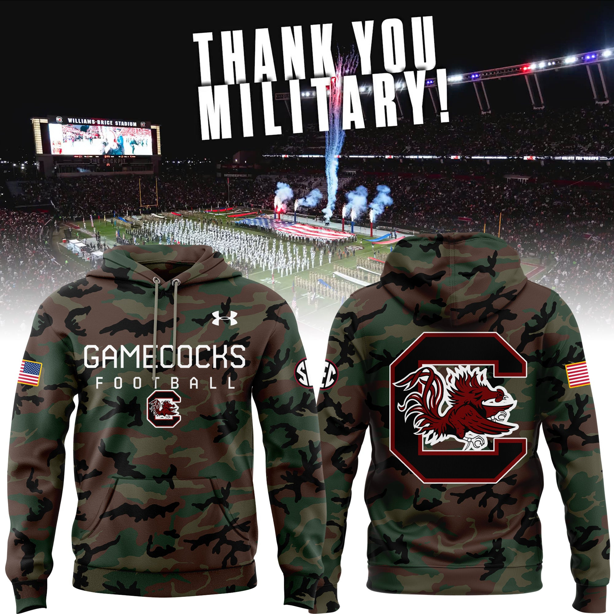 South Carolina Gamecocks Veteran Football NCAA Hoodie Gifts For Fans