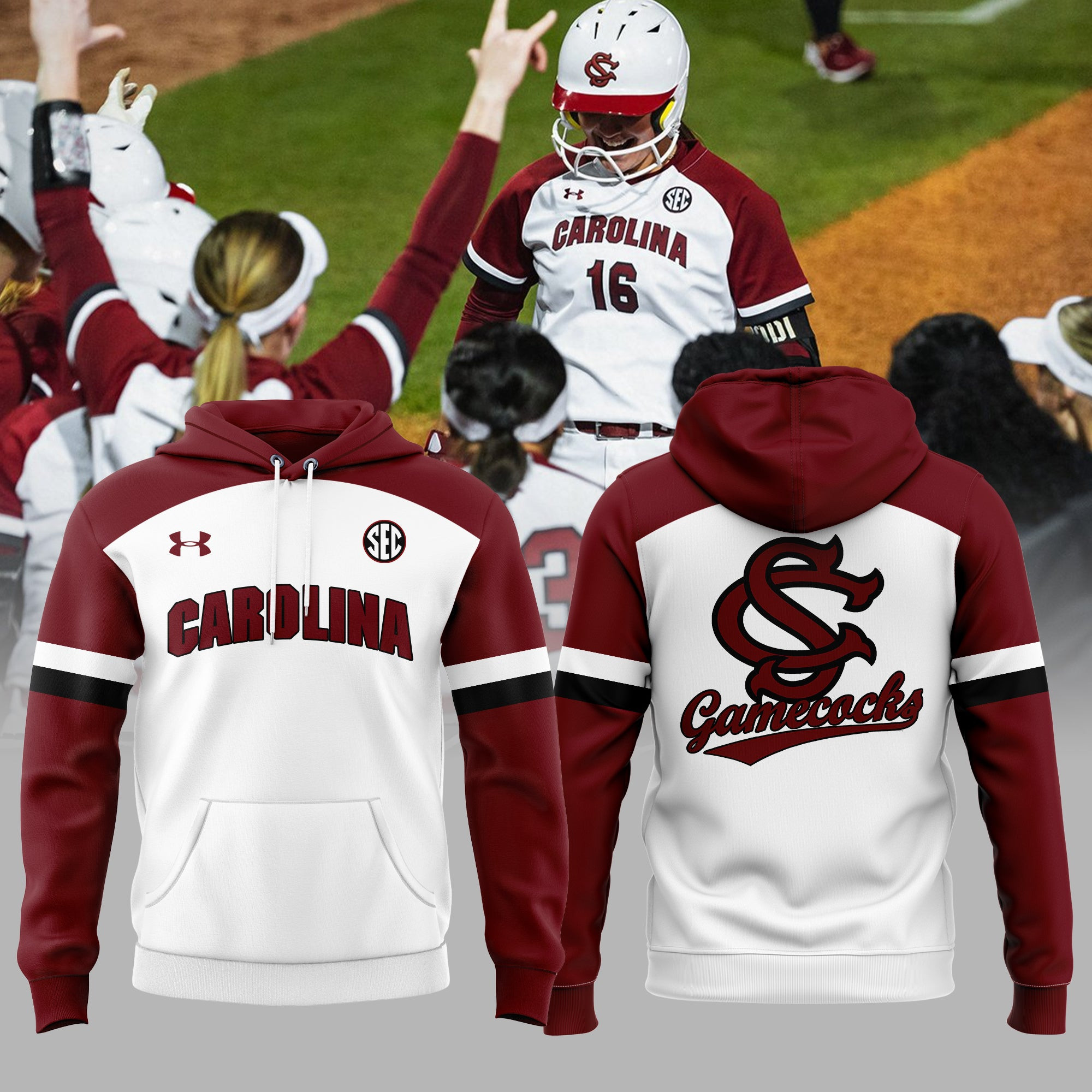 South Carolina Gamecocks Women's Baseball Hoodie SC Gamecocks Sports Fan Merch Clothing