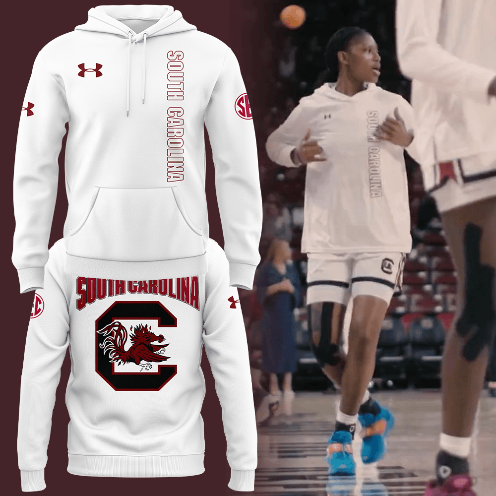 South Carolina Gamecocks Women's Basketball Hoodie White SC Gamecocks Fan Gear Merch