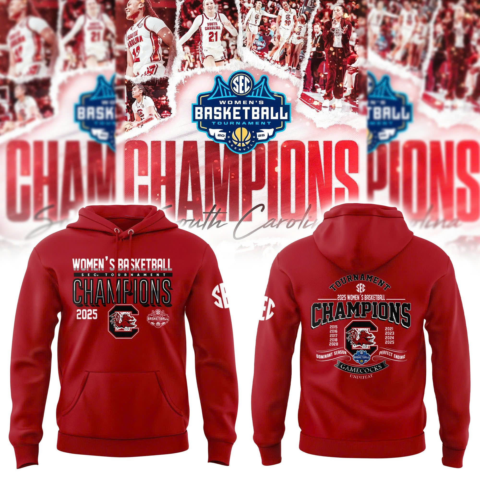 South Carolina Gamecocks Women's Basketball SEC Champions Hoodie 2025 Fan Clothing Unique