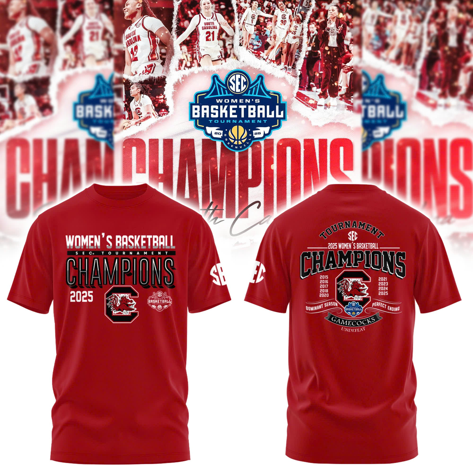 South Carolina Gamecocks Women's Basketball SEC Champions Shirt 2025 Fan Gear Merch