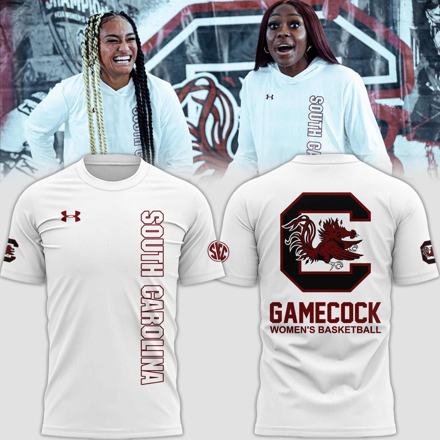 South Carolina Gamecocks Women's Basketball T-Shirt White Fan Apparel Gifts For Him Her