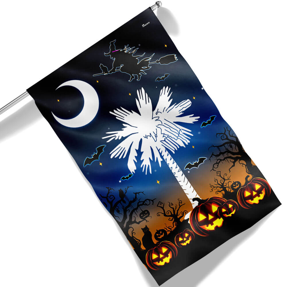 South Carolina Halloween Flag Palm Tree And Witchcraft Halloween Flag