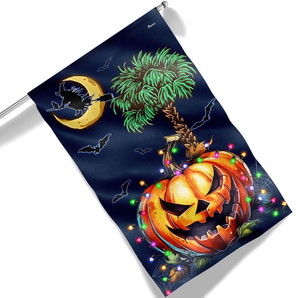 South Carolina Halloween Witch Pumpkin Fall Flag