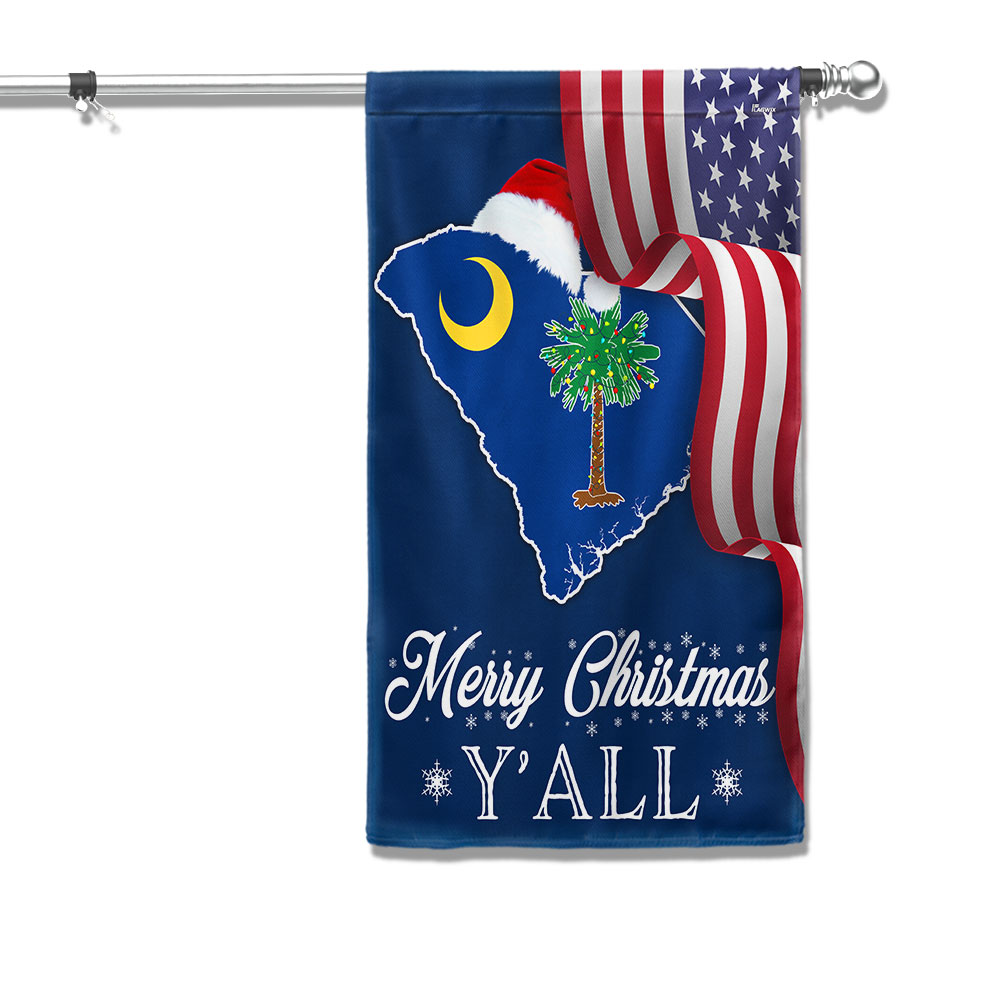 South Carolina Merry Christmas Santa State Christmas Palm Tree Flag