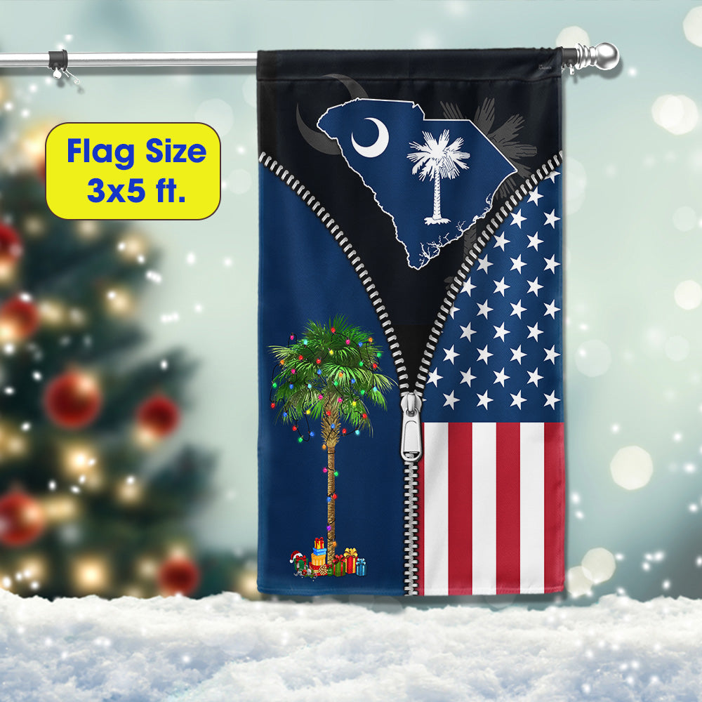 South Carolina Palm Tree Christmas American Flag
