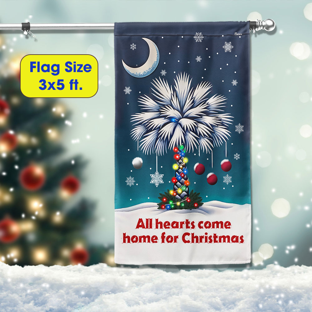 South Carolina Palmetto All Hearts Come Home For Christmas Flag
