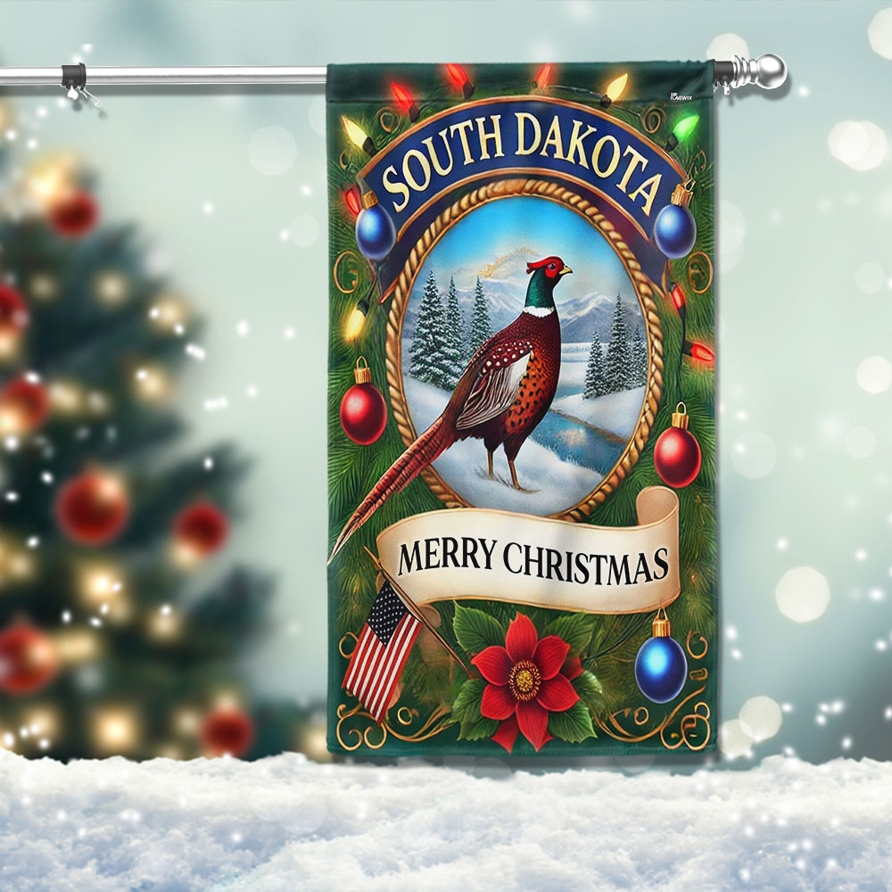 South Dakota Pheasant Bird Christmas Flag