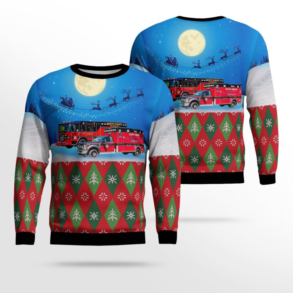 South Hadley Massachusetts South Hadley Fire District No AOP Ugly Sweater Unisex Christmas Gift