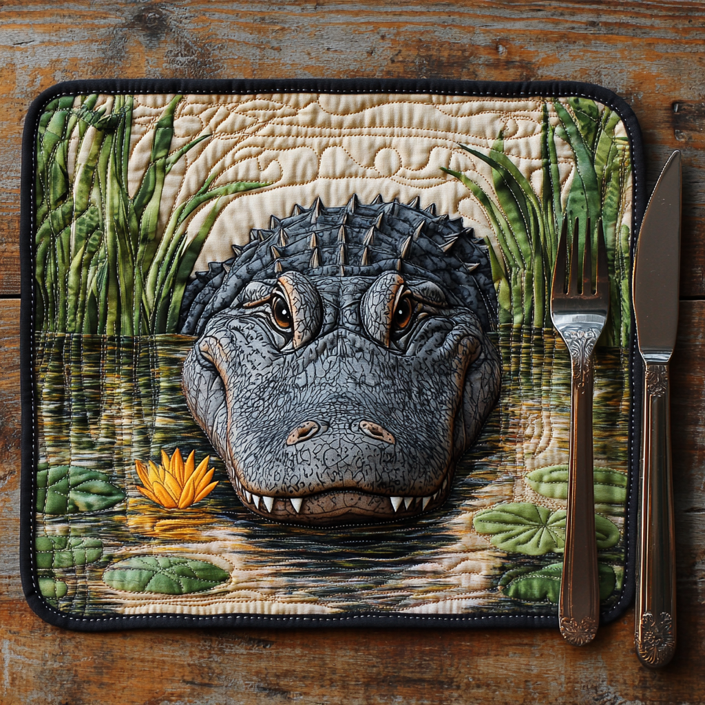 Southern Alligator Swamp Quilted Place Mat House Decor Items Unique Alligator Gifts