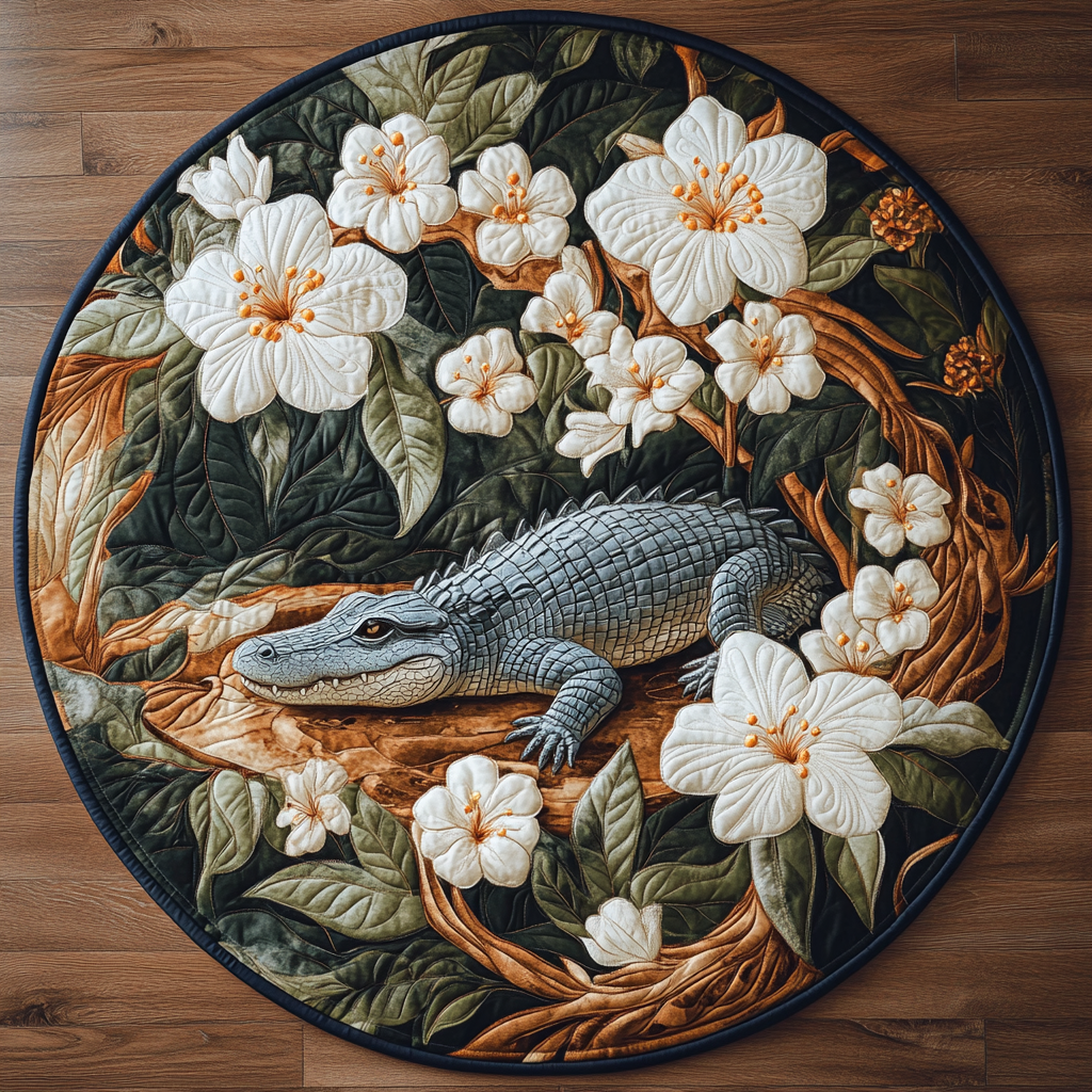 Southern Beast Quilted Round Mat Front Door Entryway Ideas Unique Alligator Gifts