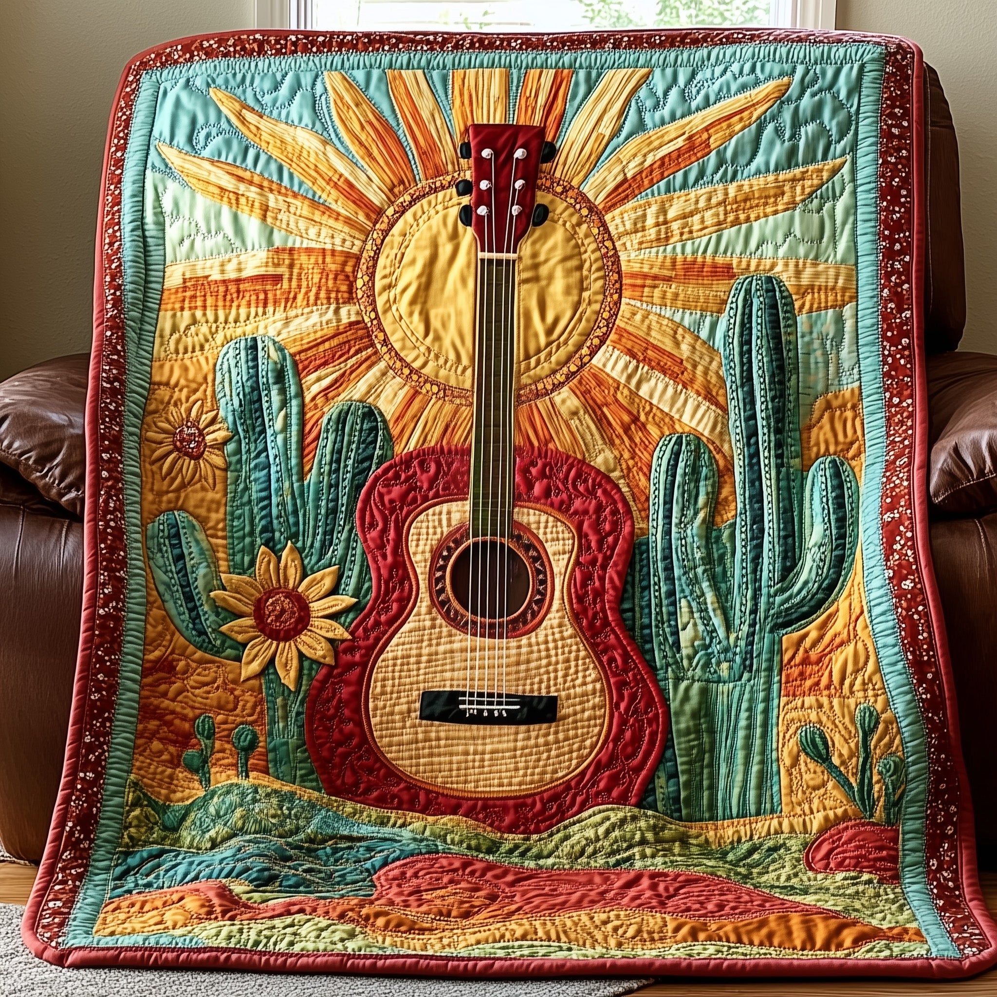 Southern Strings Quilted Blanket Cute Soft BlanketChristmas Gifts For Guitar Players