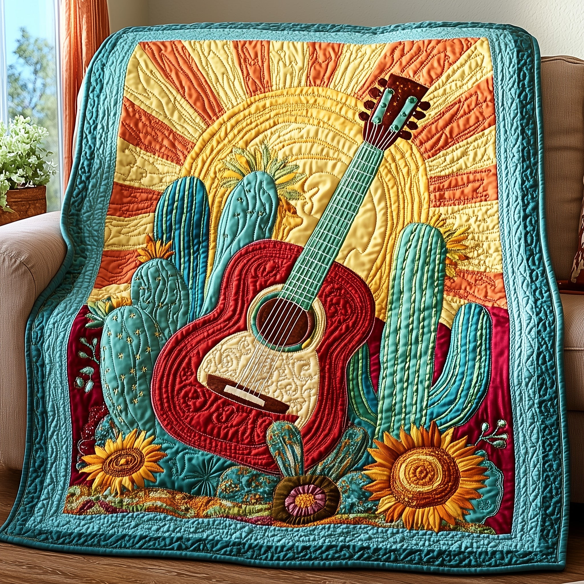 Southern Strings Quilted Blanket Cute Soft BlanketGifts For Electric Guitar Players