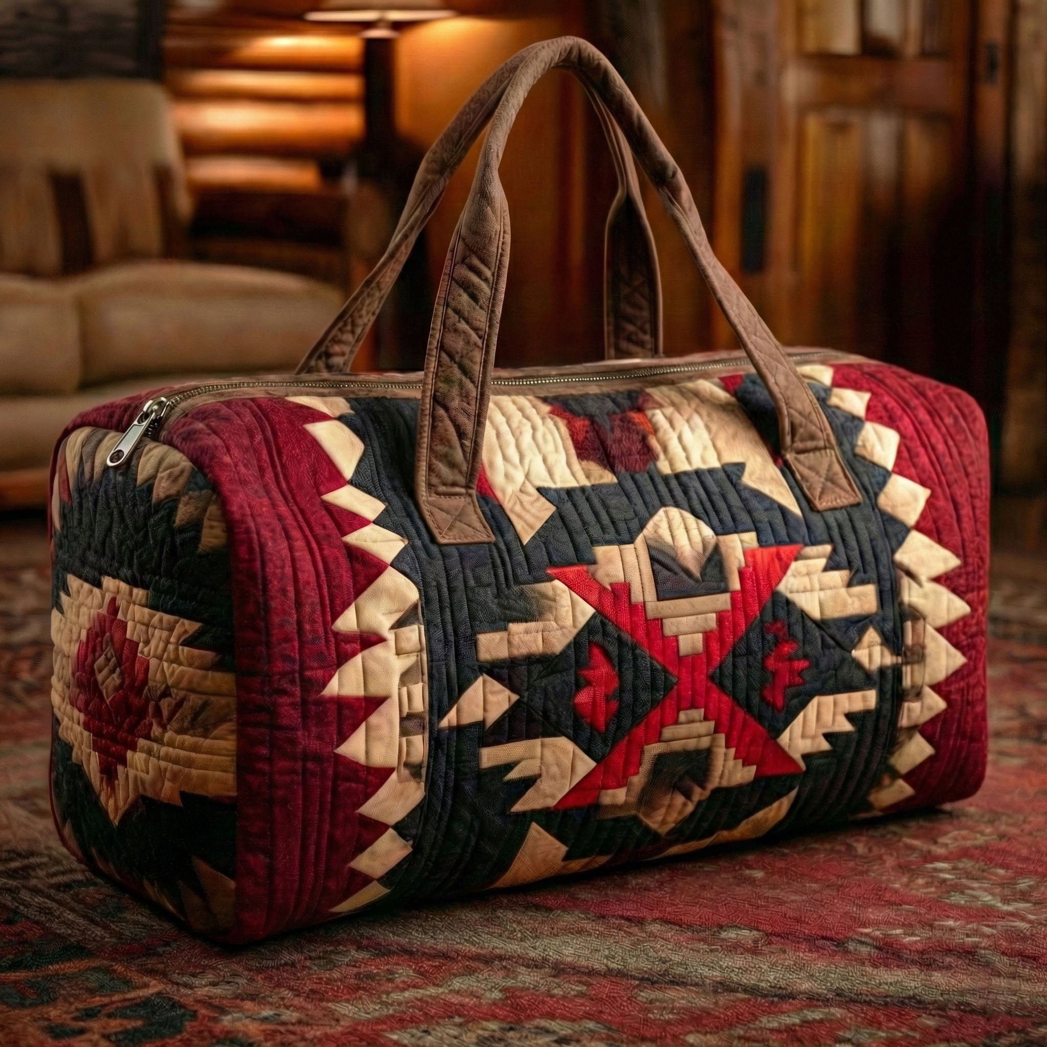 Southwest Desert Quilted Duffle Bag Western Travel Gear Best Gift For Boho Style