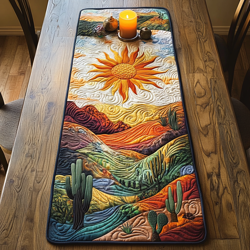 Southwest Dream Quilted Table Runner Dining Table Decor Ideas Christmas Cactus Gift