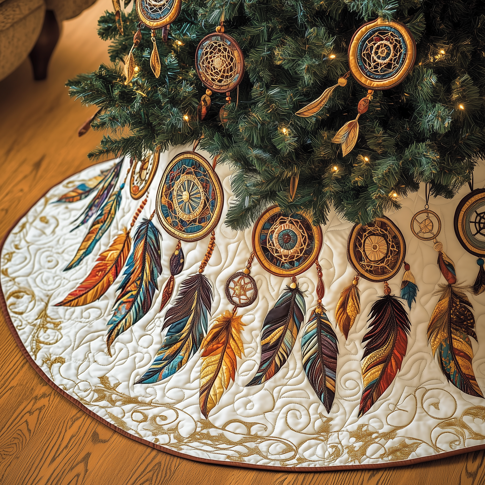 Southwest Dreamcatchers Quilted Tree Skirt Holiday Gift Merch