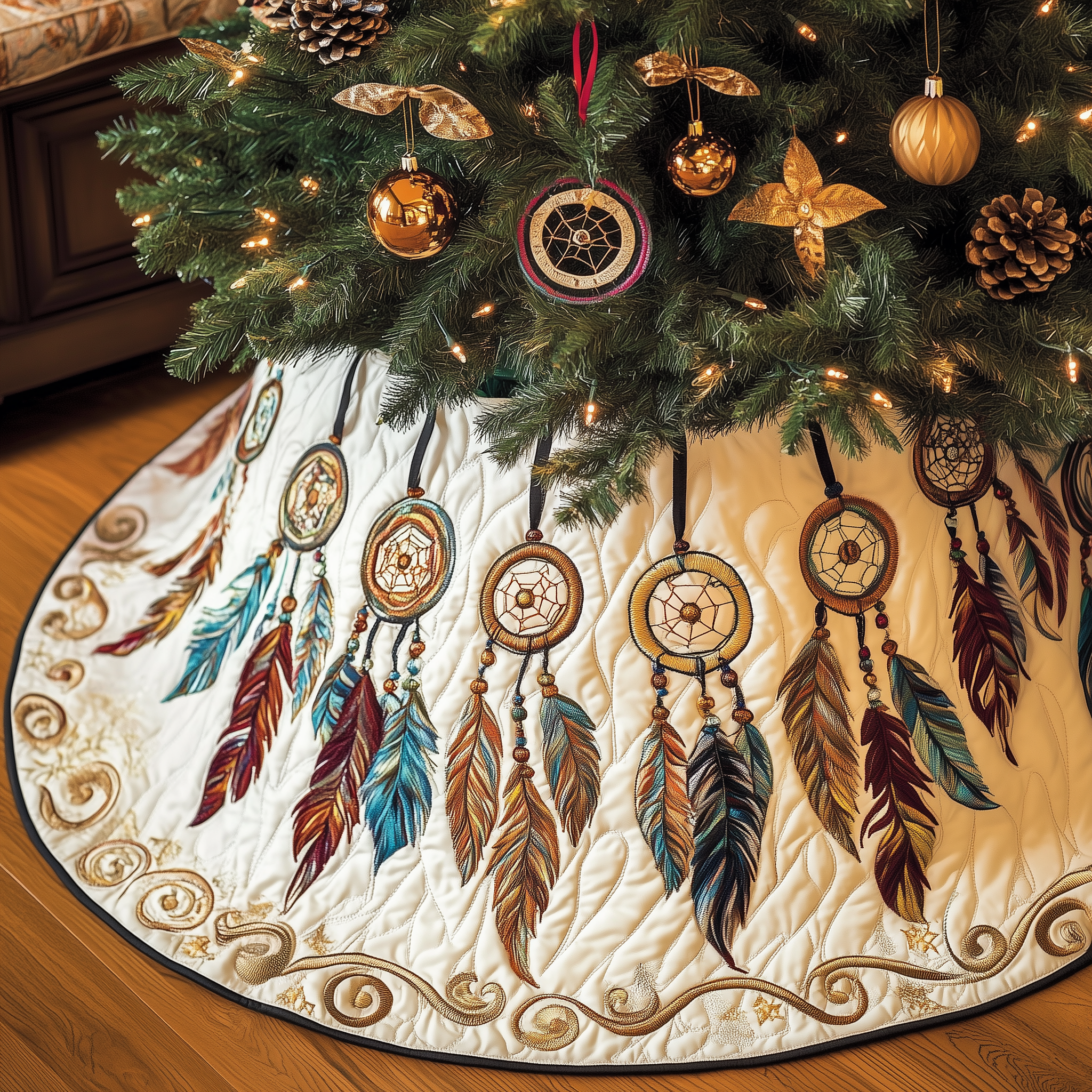 Southwest Dreamcatchers Quilted Tree Skirt Perfect Christmas Gift Merch