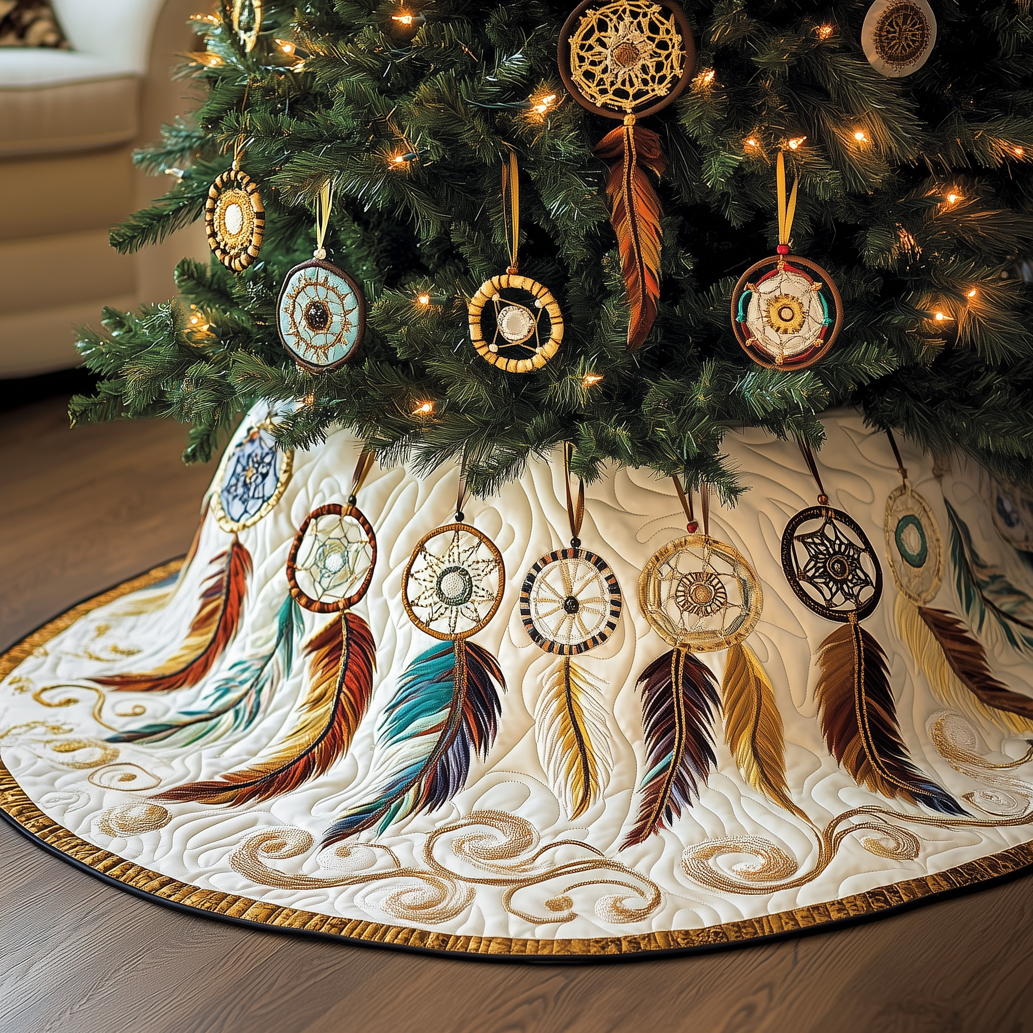 Southwest Dreamcatchers Quilted Tree Skirt Perfect Home For Christmas Tree Merch